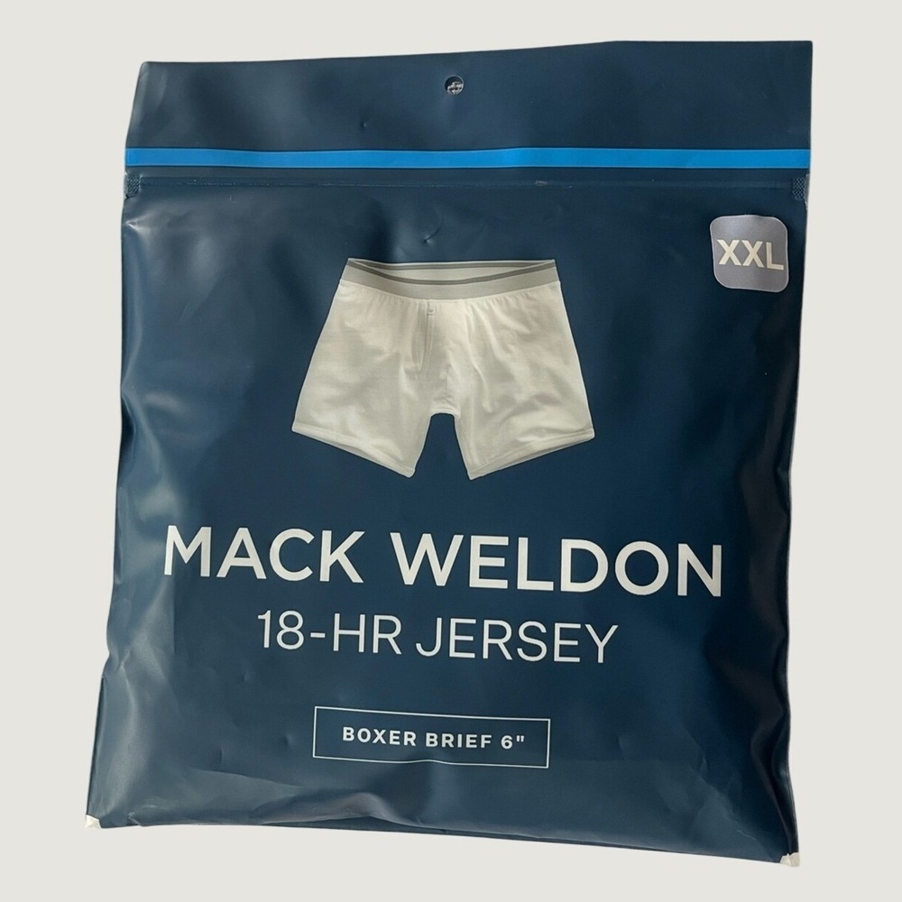 Mack Weldon 18 Hour Jersey Boxer Brief 6 Inch Inseam Mens XXL First Frost NEW